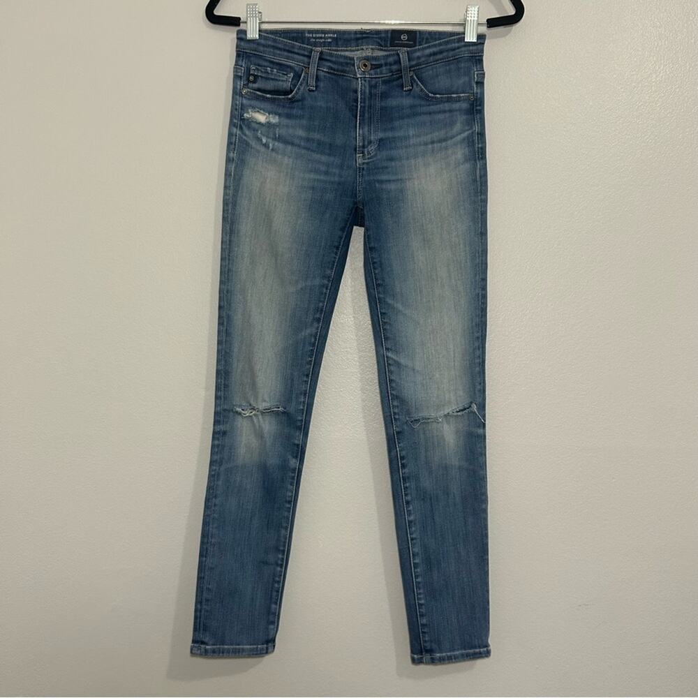 AG Adriano Goldschmied The Stevie Ankle Slim Straight Jeans Distressed Size 25